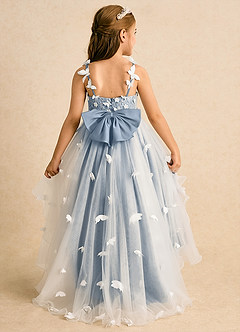 Azazie Darlina Robe Demoiselle D'honneur Fillette Robe Princesse en Tulle Dentelle Ivoire Bleu Poudré image7