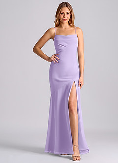 Azazie Grata 신부 들러리 드레스 인어 주름진 쉬폰 바닥 길이 드레스 image6