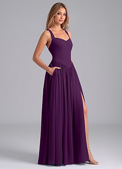 Azazie Francis Bridesmaid Dresses Grape A-Line Corset Chiffon Dress image6