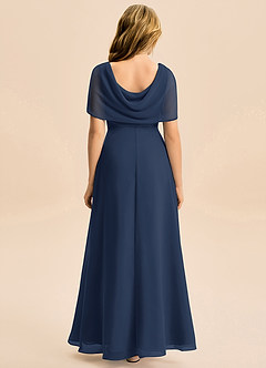 Azazie Emma Junior Vestido de Azul Marino Oscuro de Gasa de Corte en A con Plisado image2