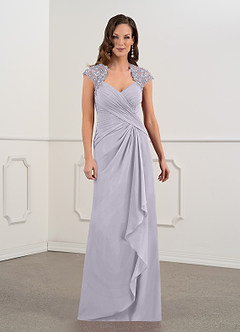 Azazie Birdie Mother of the Bride Dresses Fog A-Line Queen Anne Sequins Chiffon Dress image14