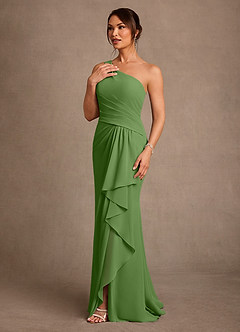Azazie Floy Mother of the Bride Dresses Basil Sheath One Shoulder Chiffon Dress image2