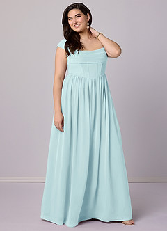 Barbie ♥ Azazie Bridesmaid Dresses Sea Glass A-Line Corset Chiffon Dress image22
