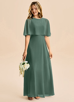 Azazie Maris Junior Abito A-Line in Chiffon Muschio Marino image6