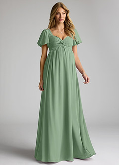 Azazie Madisynn Maternity Bridesmaid Dresses Bow Chiffon Floor-Length Dress image1