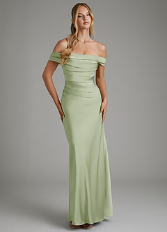 Azazie Hayden Bridesmaid Dresses Dusty Sage Mermaid Corset Stretch Satin Dress image1