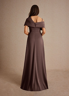 Azazie Milton Mère de la mariée Robes Robe Trapèze en Satin extensible Plissée Ganache image8