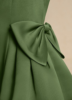 Azazie Macaroon Blumenmädchenkleider Ballkleid Schleifen Matte Satin Kleid Olivgrün image6
