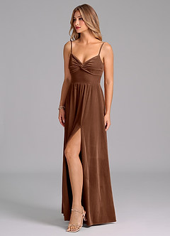 Azazie Zeya Suknie dla druhen Linia A Pofałdowany Aksamit Do ziemi Sukienka image6