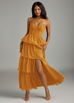 Azazie Kaiden Bridesmaid Dresses Butterscotch A-Line Sweetheart Neckline Chiffon Dress image5