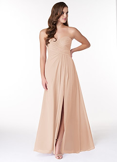 Azazie Arabella Allure Robes de demoiselle d'honneur Robe Trapèze Convertible en Mousseline de soie Encolure en Forme de Cœur Rose Perle image1