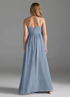 Azazie Alia Junior Dusty Blue A-Line Pleated Chiffon Dress image2