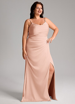 Azazie Deandra Bridesmaid Dresses Rose Gold Mermaid Pleated Stretch Satin Dress image10