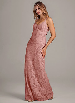 Azazie Aliza Bridesmaid Dresses Rosette A-Line Floral Burnout Dress image4