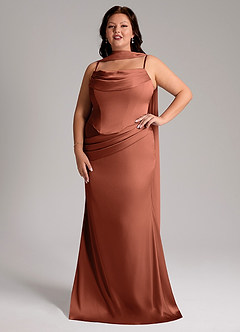 Azazie Sorrel Bridesmaid Dresses Clay Mermaid Strapless Stretch Satin Convertible Dress image7
