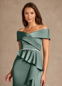 Azazie Dareia Kleider für die Brautmutter Meerjungfrau-Linie Schulterfrei Stretch-Satin Kleid Seemoos image9