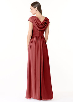 Azazie Organa Bridesmaid Dresses Rust A-Line Pleated Chiffon Dress image4