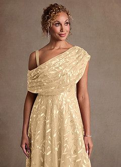 Azazie Sidney Mother of the Bride Dresses Champagne A-Line Off the Shoulder Lace Dress image5