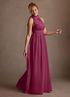Azazie Antoinette Mother of the Bride Dresses Mulberry A-Line Pleated Chiffon Dress image4