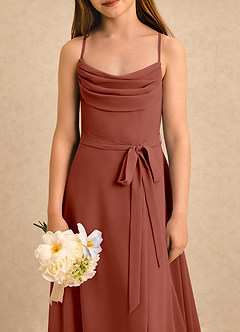 Azazie Jasslyn Girls Formal Sukienki dla dziewczynek sypiących kwiaty Linia A Pofałdowany Szyfon Długość podłogi Sukienka image5
