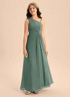 Azazie Brooke Junior Eucalyptus A-Line Side Slit Chiffon Dress image5