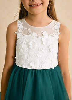 Azazie Lina Flower Girl Dresses Ivory Peacock Ball-Gown Lace Dress image8