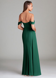 Azazie Amyra Bridesmaid Dresses Emerald Sheath Off the Shoulder Chiffon Convertible Dress image4