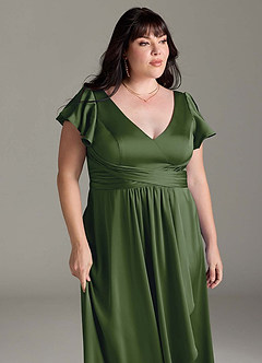 Azazie Omari Bridesmaid Dresses Juniper A-Line Stretch Satin Dress image13