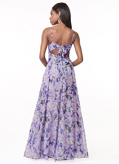 Azazie Zeya Bridesmaid Dresses Lilac Bloom A-Line V-Neck Pleated Chiffon Dress image3