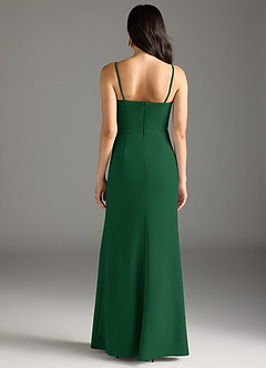 Azazie Rhoda Final Sale Dark Green Sheath Pleated Stretch Crepe Dress image6