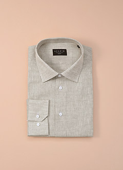 front Elliot Natural Linen 100% Linen Dress Shirt