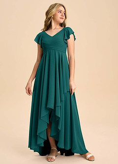 Azazie Caria Junior Peacock A-Line Pleated Chiffon Dress image3