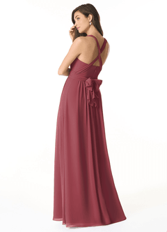 Azazie Olani Bridesmaid Dresses Merlot A-Line Off the Shoulder Chiffon Convertible Dress image3
