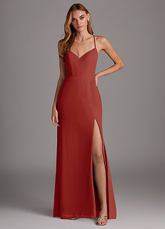 Azazie Manila At-home Try On Dresses Agave Sheath V-Neck Chiffon Dress image1