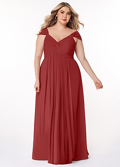 Azazie Kaitlynn Bridesmaid Dresses Rust Empire Ruched Chiffon Convertible Dress image10