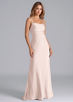 Azazie Seema Bridesmaid Dresses Blushing Pink Mermaid Corset Stretch Satin Dress image1