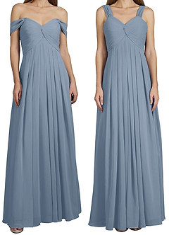 Azazie Kaitlynn Bridesmaid Dresses Dusty Blue Empire Ruched Chiffon Convertible Dress image8