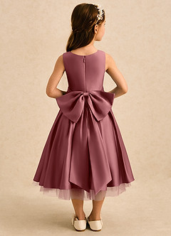 Azazie Josie vestidos de niña de las flores Vestido Amatista de Satin Mate de Línea A con Plisado image2