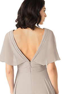 Azazie Pamela Bridesmaid Dresses Frost A-Line V-Neck Pleated Chiffon Dress image5