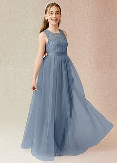 Azazie Georgette Junior A-Linie Spitze Tüll Kleid Zwielichtviolett image4