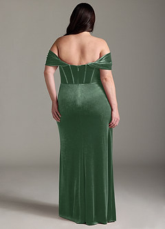 Azazie Jas Jurken voor bruidsmeisjes Converteerbaar Jurk van flueel met Kolom Off-the-shoulder korset Eucalyptus image10