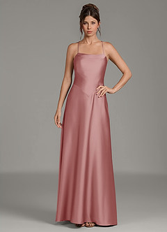 Azazie Eris Bridesmaid Dresses Dusty Rose A-Line Pleated Stretch Satin Dress image3