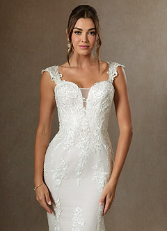 Azazie Roux Wedding Dresses Diamond White Mermaid Sequins Satin Dress image4