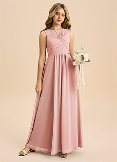 Azazie Skyla Junior Rosette A-Line Pleated Chiffon Dress image6