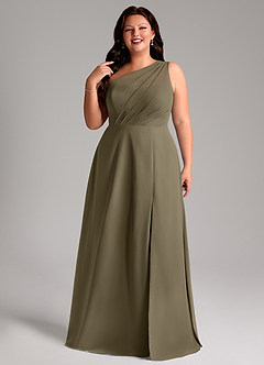 Azazie Phaedra Bridesmaid Dresses Willow Green A-Line One Shoulder Chiffon Dress image11