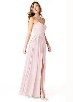 Azazie Cora Bridesmaid Dresses A-Line Pleated Chiffon Floor-Length Dress image2