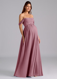 Azazie Saige Maternity Bridesmaid Dresses A-Line Pleated Chiffon Floor-Length Dress image1