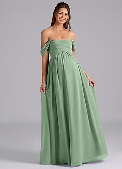 Azazie Saige Maternity Bridesmaid Dresses A-Line Pleated Chiffon Floor-Length Dress image4