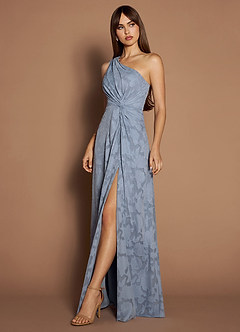 Hermosa Powder Blue One Shoulder Maxi Dress image3
