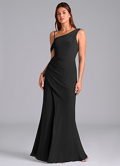 Azazie Madelyn 신부 들러리 드레스 인어 한쪽 어깨 쉬폰 바닥 길이 드레스 image4